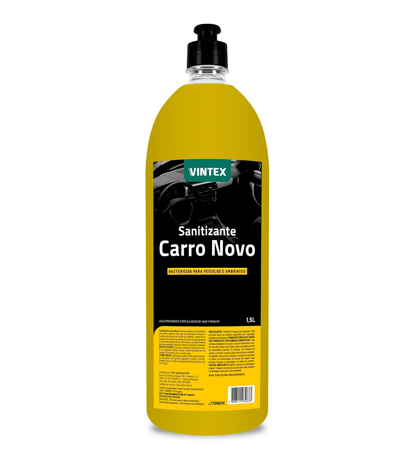 Sanitizante Vintex Carro Novo 1,5L VONIXX – Desinfetante e Aromatizante Automóvel 2 em 1